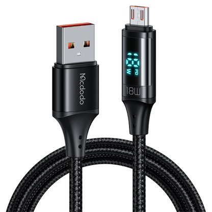 Mcdodo 18W Digital Watt Display Fast Charging Cable USB-A USB-Micro Cable