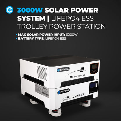 Switched 5200W Solar Power Inverter | LiFePo4 ESS Trolley Power Station